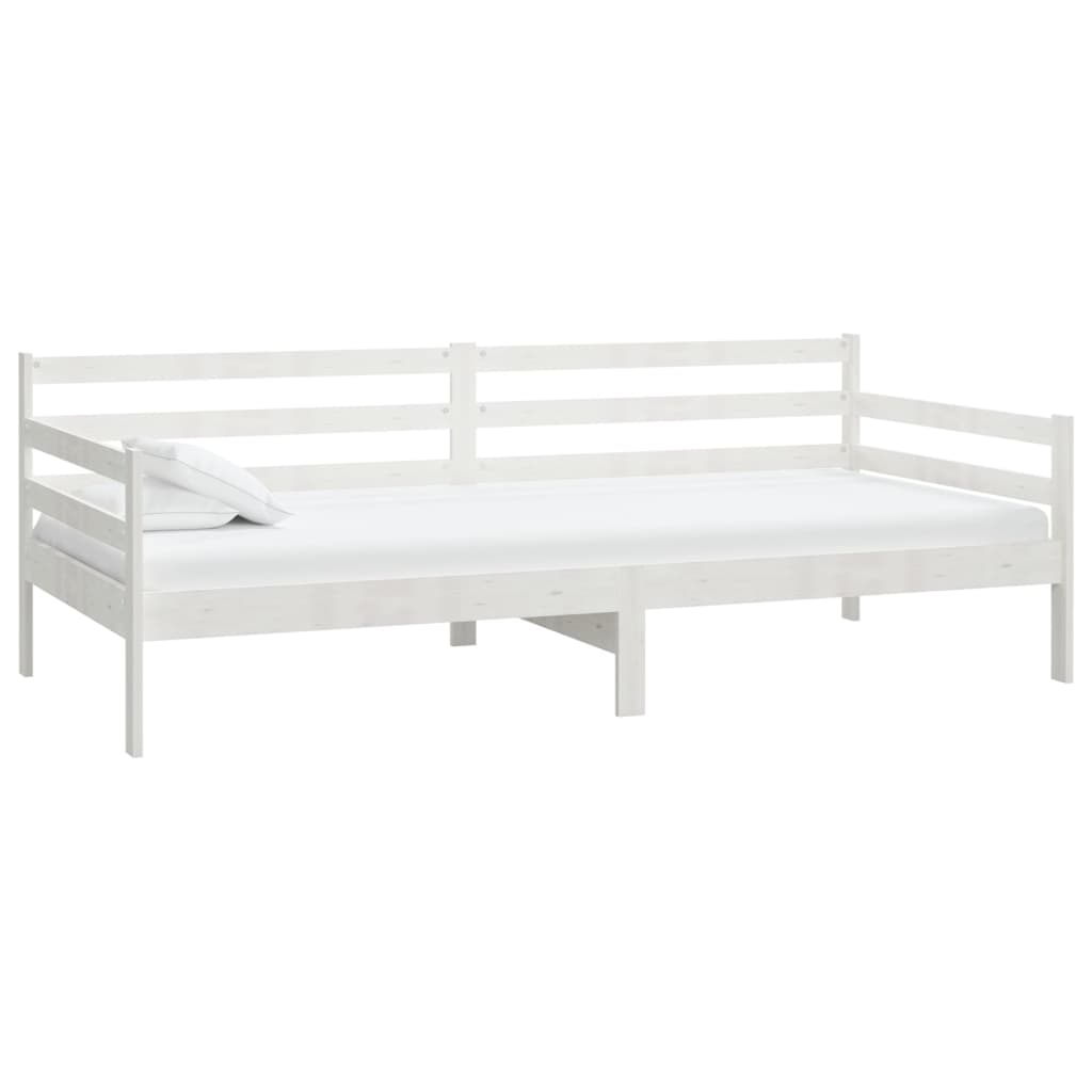 vidaXL Pat de zi cu saltea, alb, 90x200 cm, lemn masiv de pin