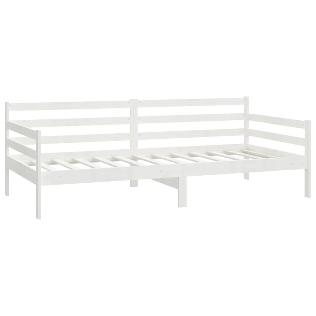 vidaXL Pat de zi cu saltea, alb, 90x200 cm, lemn masiv de pin