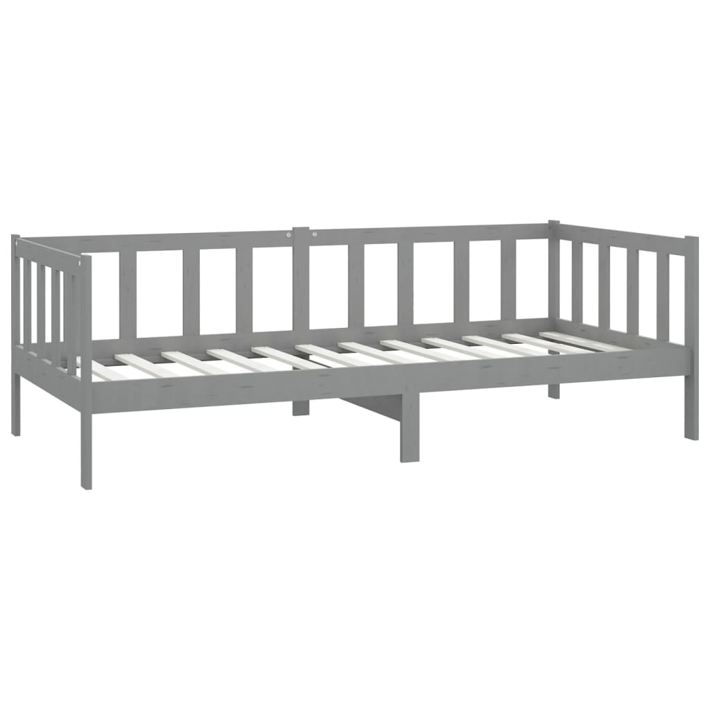 vidaXL Pat de zi cu saltea, gri, 90x200 cm, lemn masiv de pin