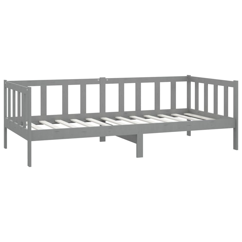 vidaXL Pat de zi cu saltea, gri, 90x200 cm, lemn masiv de pin
