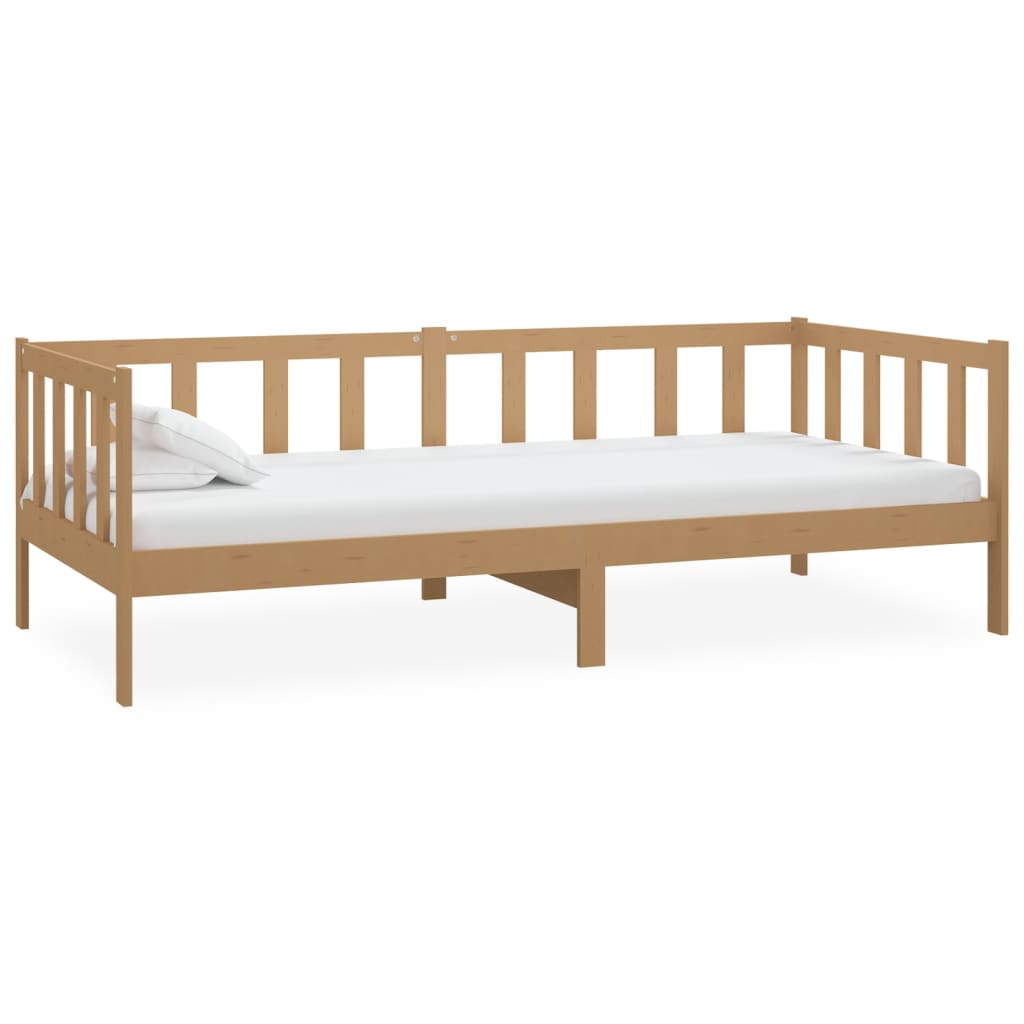 vidaXL Pat de zi cu saltea, maro miere, 90x200 cm, lemn masiv de pin