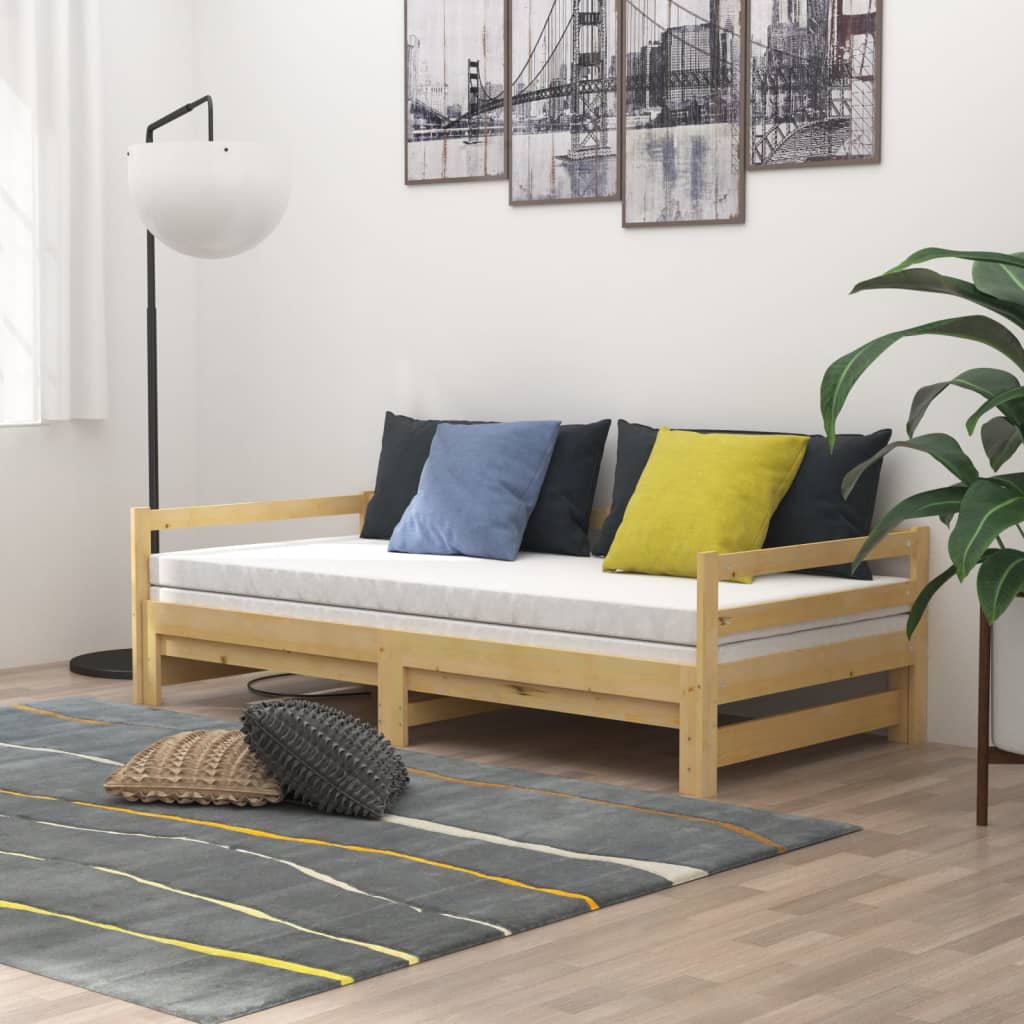 vidaXL Pat extensibil de zi, 2x(90x200) cm, lemn masiv de pin