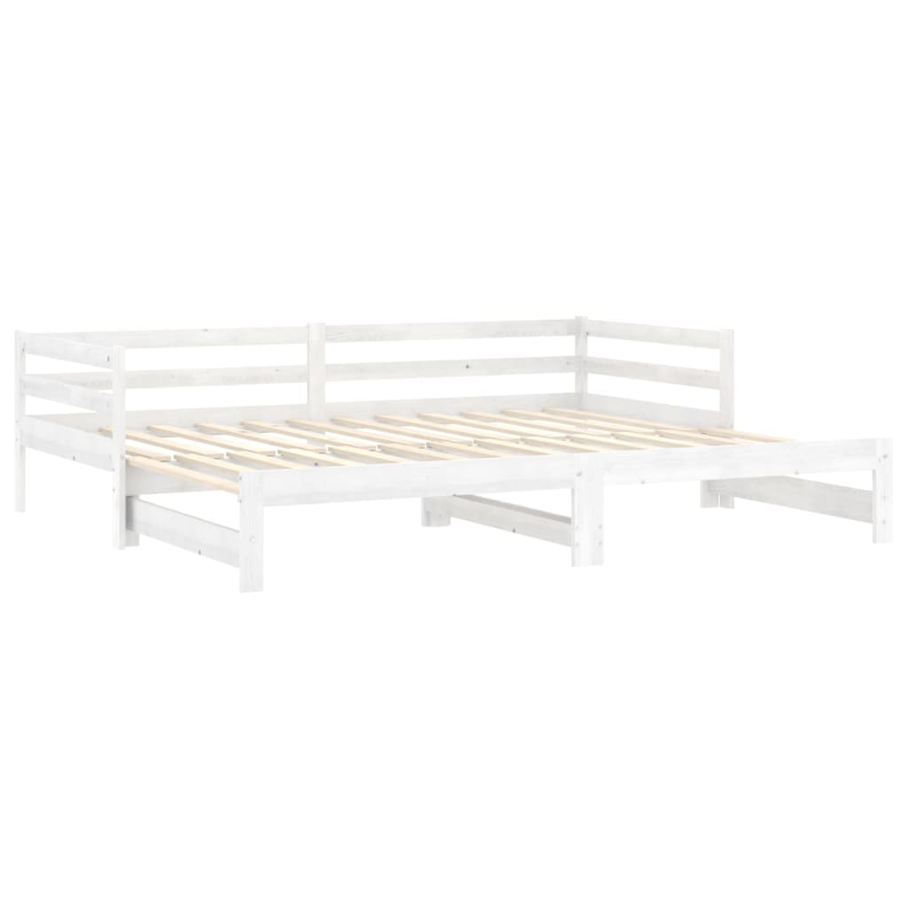 vidaXL Pat extensibil de zi, 2x(90x200) cm, alb, lemn masiv de pin