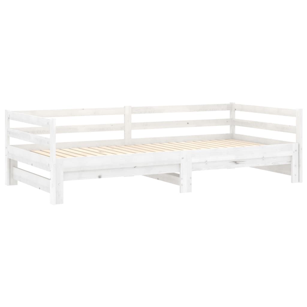 vidaXL Pat extensibil de zi, 2x(90x200) cm, alb, lemn masiv de pin