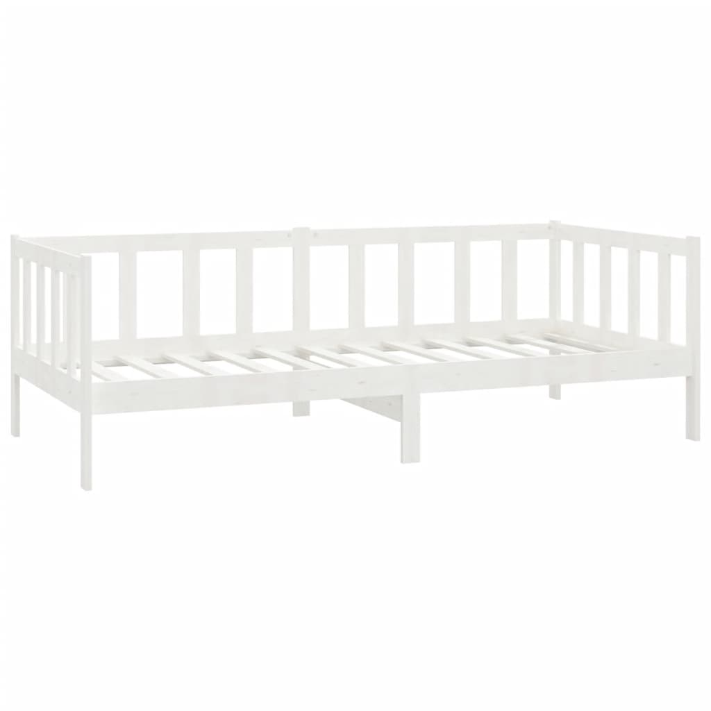 vidaXL Pat de zi cu sertare, alb, 90x200 cm, lemn masiv de pin
