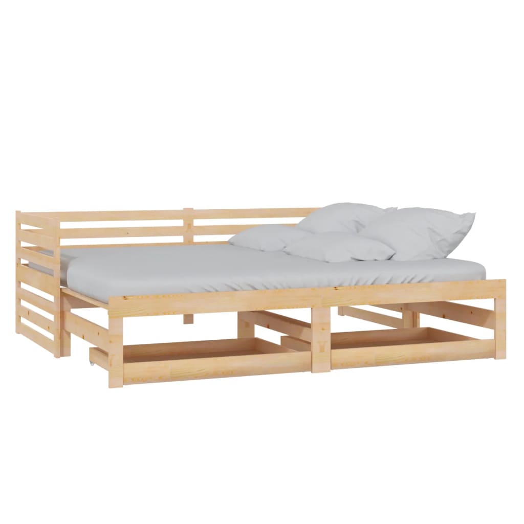 vidaXL Pat de zi extensibil, 2x(90x200) cm, lemn masiv de pin