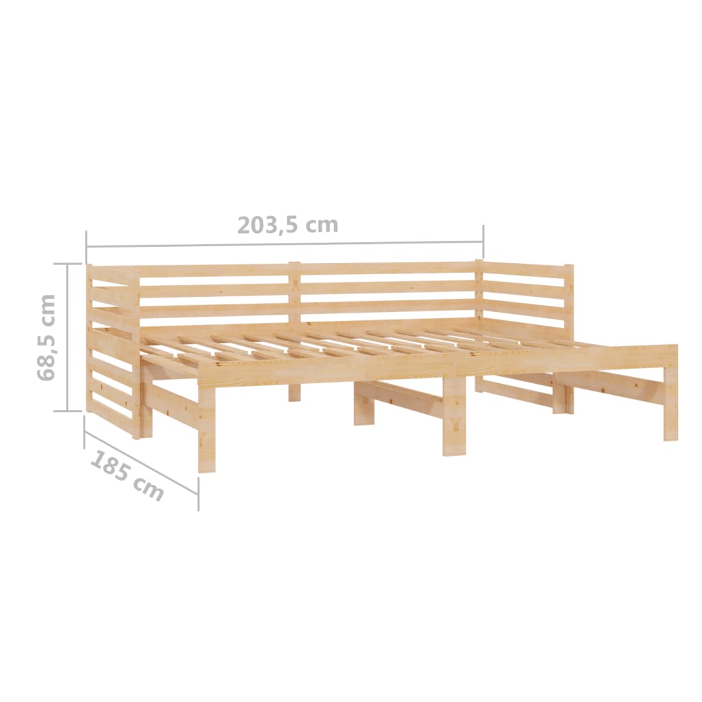 vidaXL Pat de zi extensibil, 2x(90x200) cm, lemn masiv de pin
