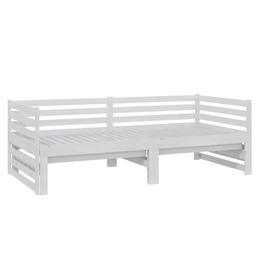 vidaXL Pat extensibil de zi, 2x(90x200) cm, alb, lemn masiv de pin vidaXL Pat extensibil de zi, 2x(90x200) cm, alb, lemn masiv de pin
