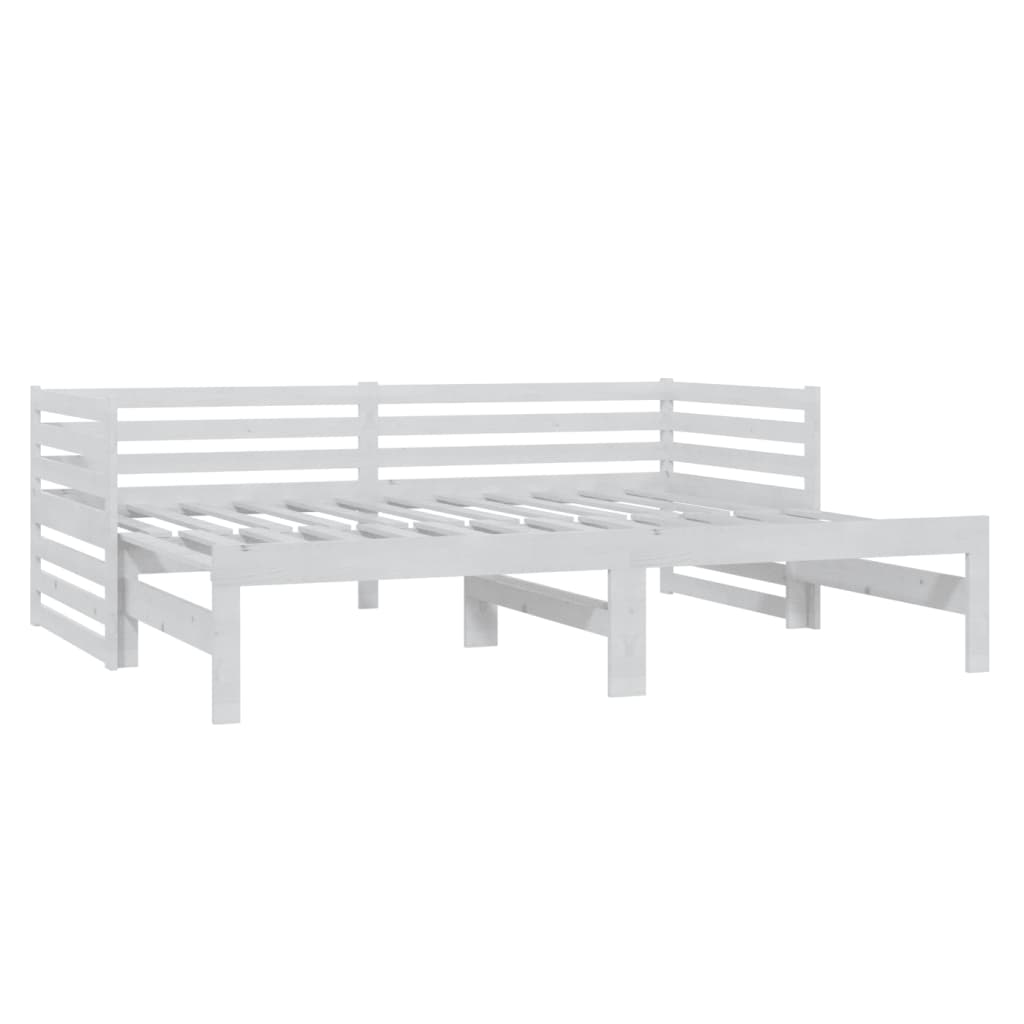 vidaXL Pat extensibil de zi, 2x(90x200) cm, alb, lemn masiv de pin vidaXL Pat extensibil de zi, 2x(90x200) cm, alb, lemn masiv de pin