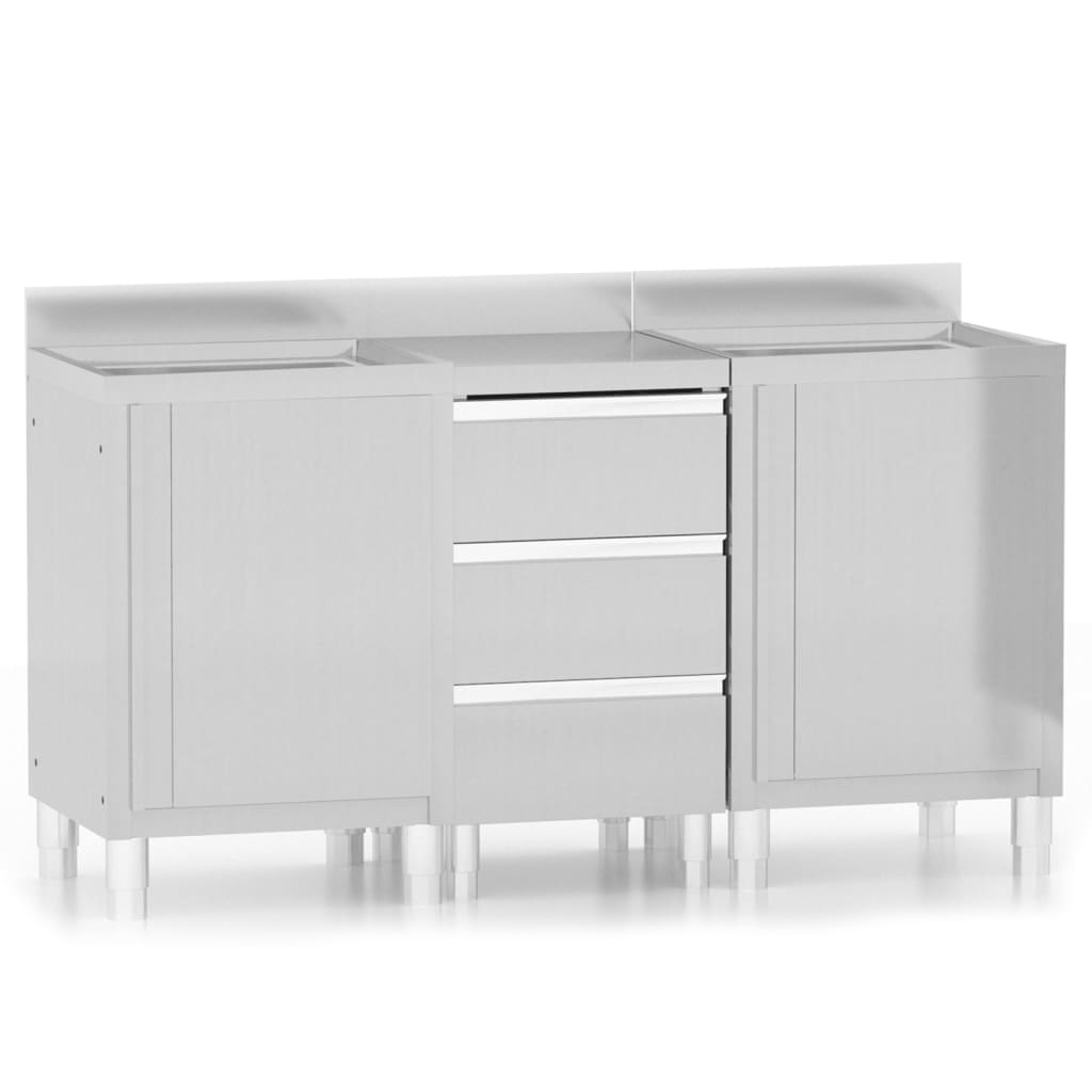 vidaXL Dulapuri de bucătărie comerciale, 3 buc., oțel inoxidabil vidaXL Dulapuri de bucătărie comerciale, 3 buc., oțel inoxidabil