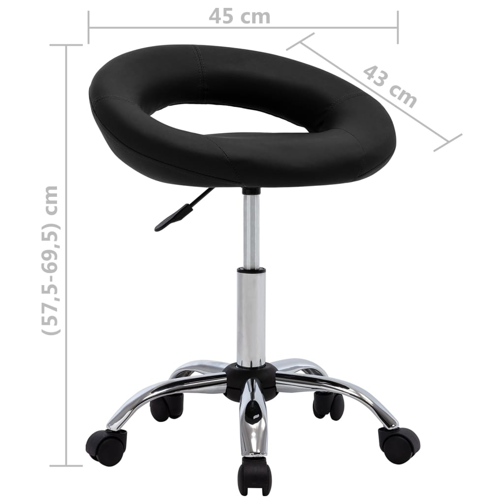 vidaXL Scaun de bucătărie pivotant, negru, piele ecologică