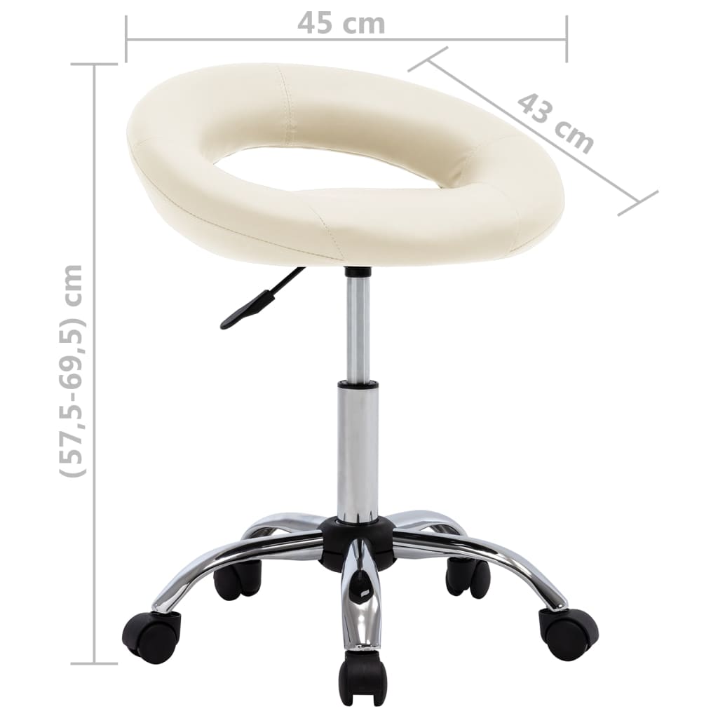 vidaXL Scaun de bucătărie pivotant, crem, piele ecologică