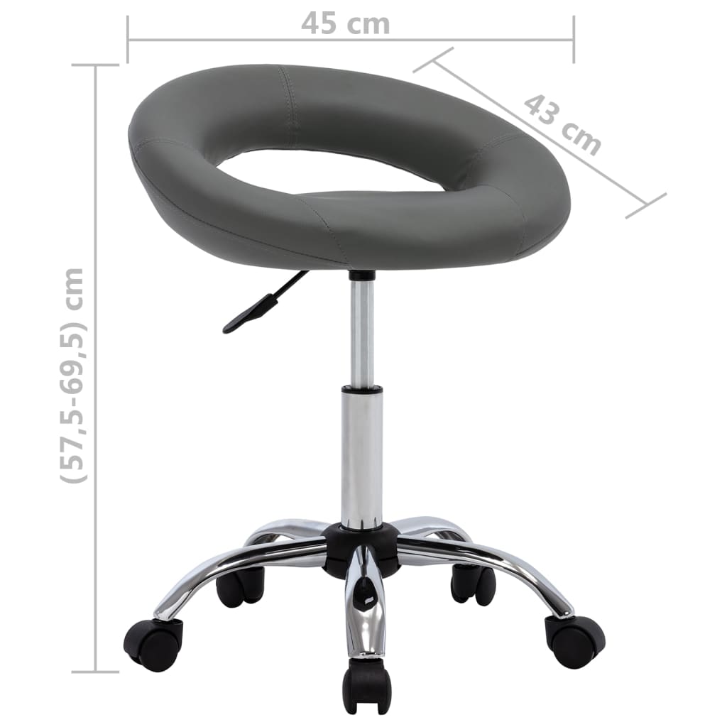 vidaXL Scaun de bucătărie pivotant, gri, piele ecologică