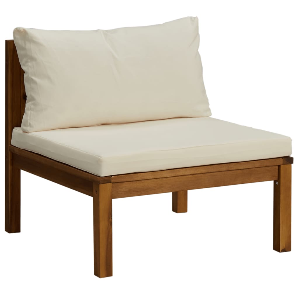 vidaXL Set mobilier grădină cu perne crem, 7 piese, lemn masiv acacia