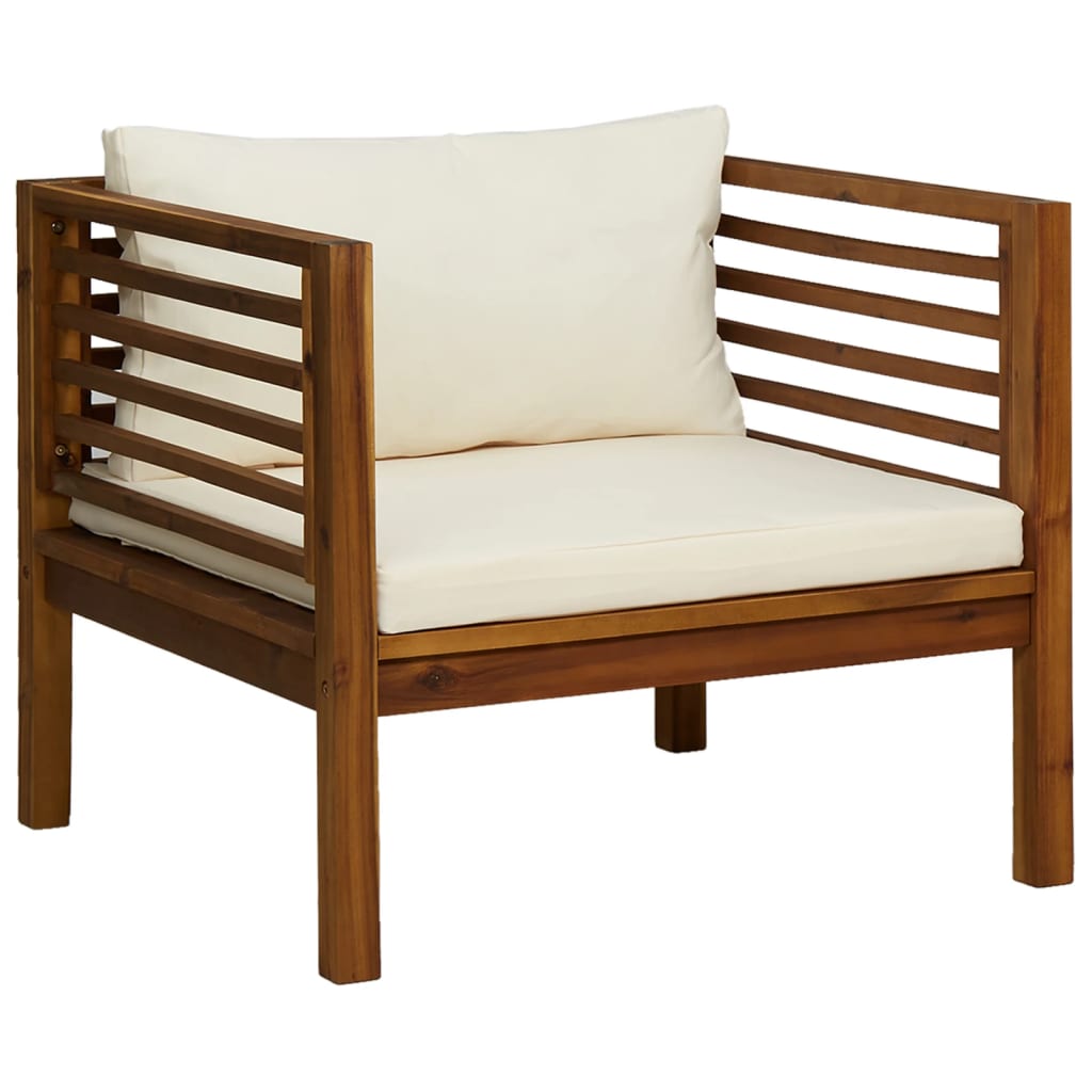 vidaXL Set mobilier grădină cu perne crem, 7 piese, lemn masiv acacia
