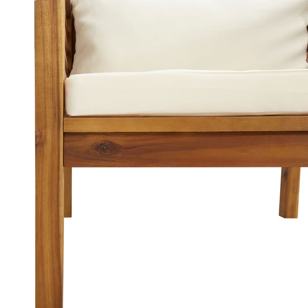 vidaXL Set mobilier grădină cu perne crem, 7 piese, lemn masiv acacia