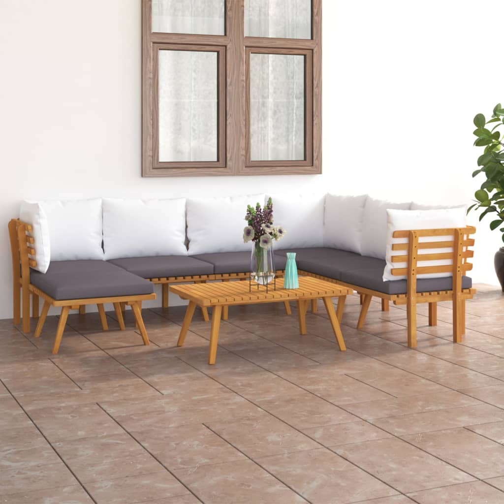 vidaXL Set mobilier de grădină cu perne, 8 piese, lemn masiv acacia vidaXL Set mobilier de grădină cu perne, 8 piese, lemn masiv acacia