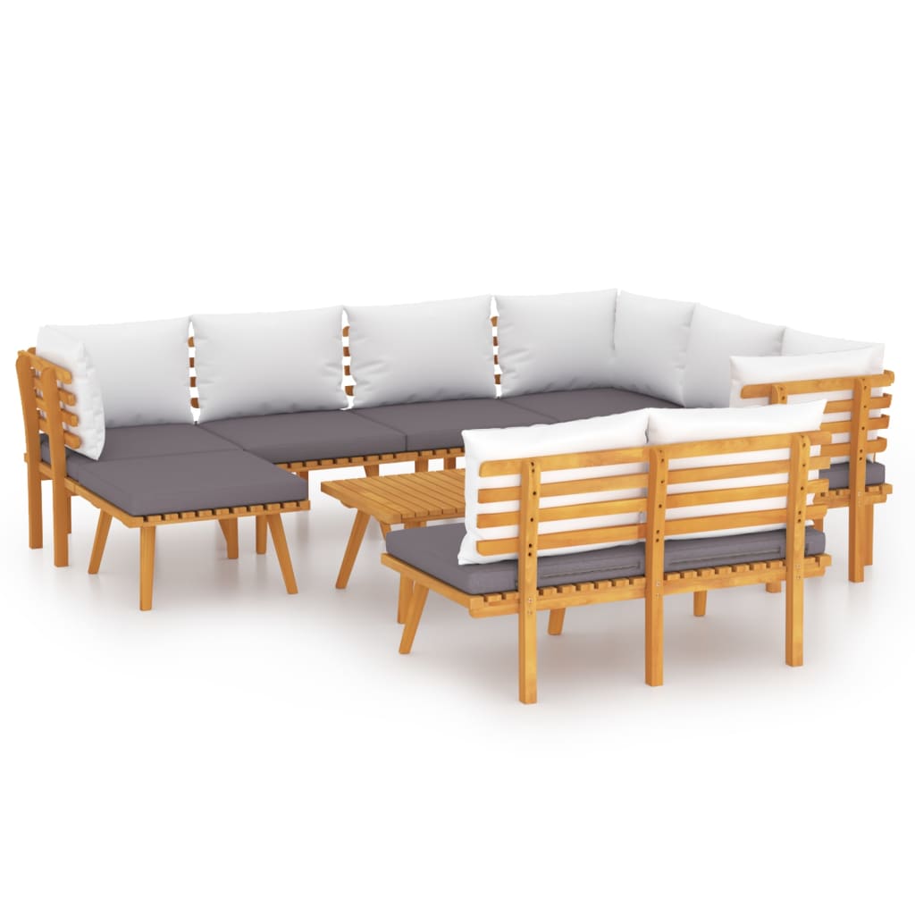 vidaXL Set mobilier de grădină cu perne, 9 piese, lemn masiv de acacia vidaXL Set mobilier de grădină cu perne, 9 piese, lemn masiv de acacia