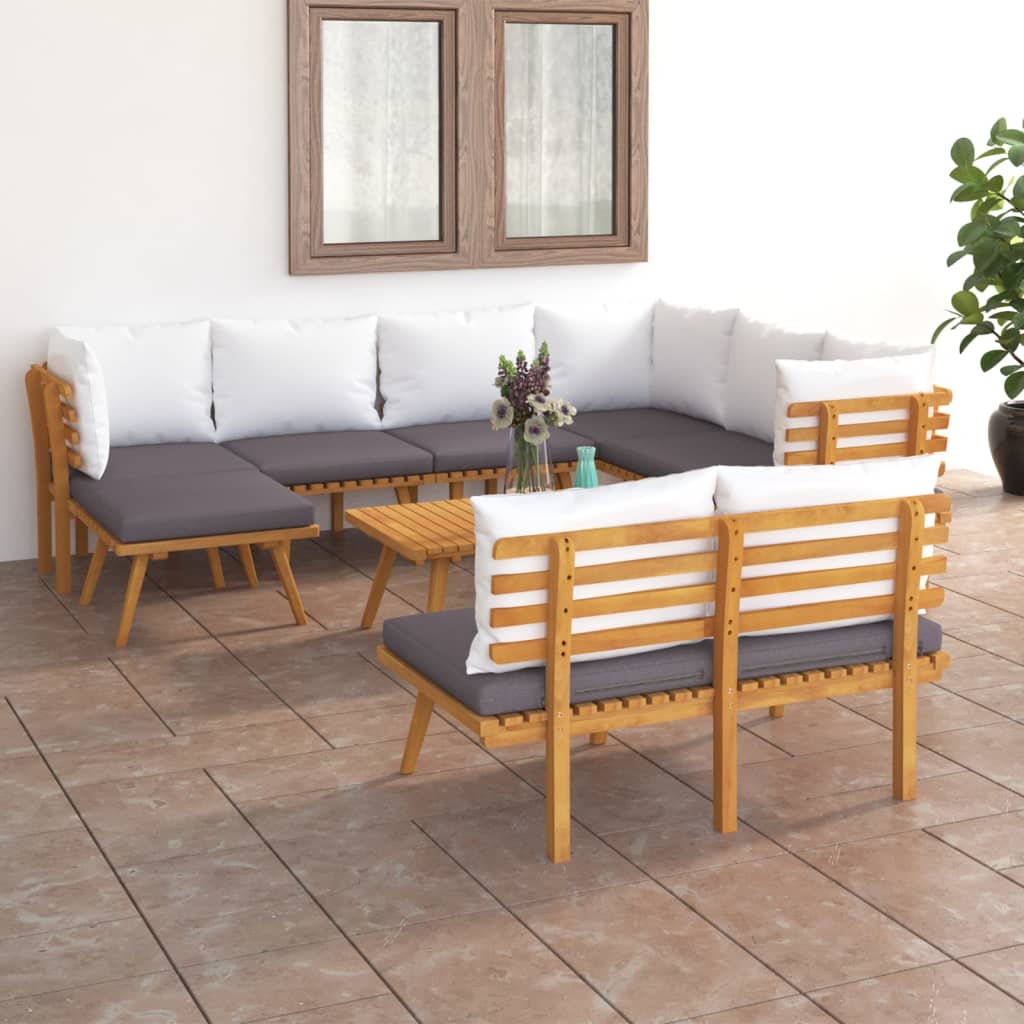 vidaXL Set mobilier de grădină cu perne, 9 piese, lemn masiv de acacia vidaXL Set mobilier de grădină cu perne, 9 piese, lemn masiv de acacia