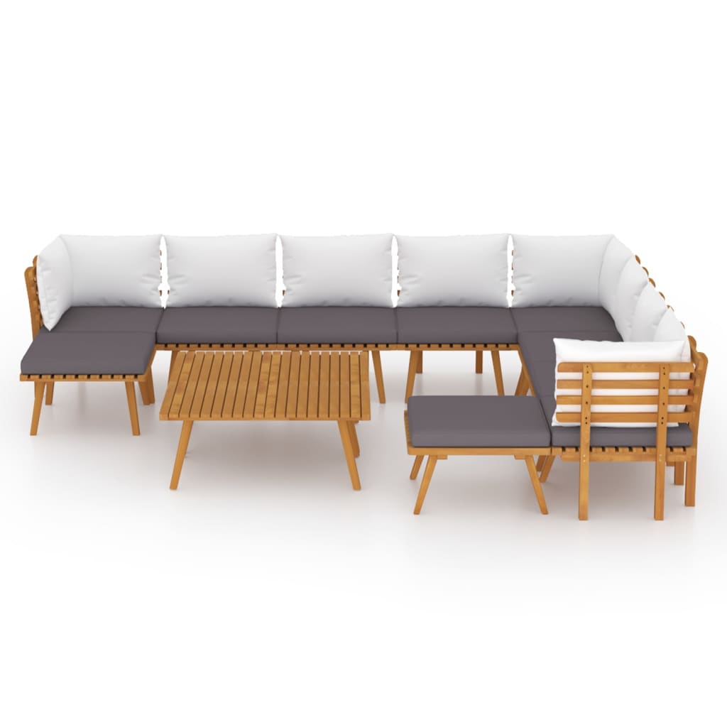 vidaXL Set mobilier grădină cu perne, 12 piese, lemn masiv de acacia