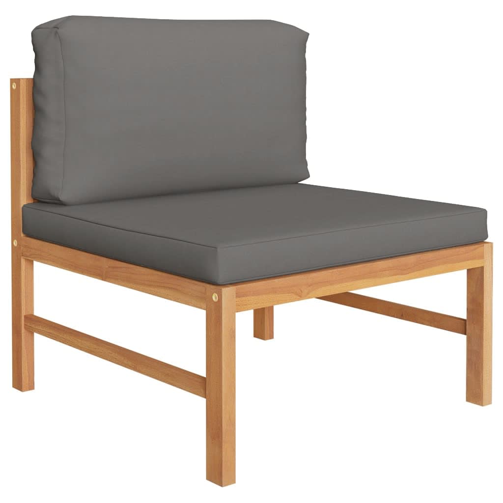 vidaXL Set mobilier grădină cu perne gri, 4 piese, lemn masiv de tec vidaXL Set mobilier grădină cu perne gri, 4 piese, lemn masiv de tec