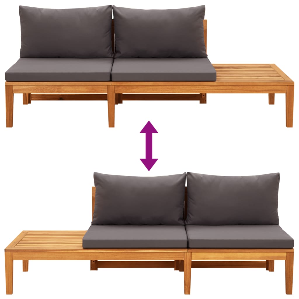 vidaXL Set mobilier grădină cu perne gri închis, 3 piese, lemn acacia vidaXL Set mobilier grădină cu perne gri închis, 3 piese, lemn acacia