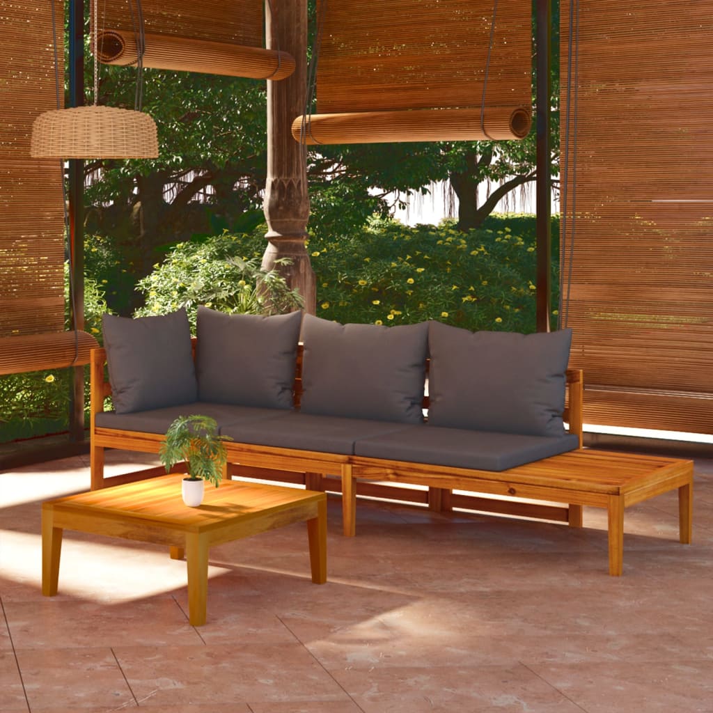 vidaXL Set mobilier grădină cu perne gri închis, 3 piese, lemn acacia vidaXL Set mobilier grădină cu perne gri închis, 3 piese, lemn acacia