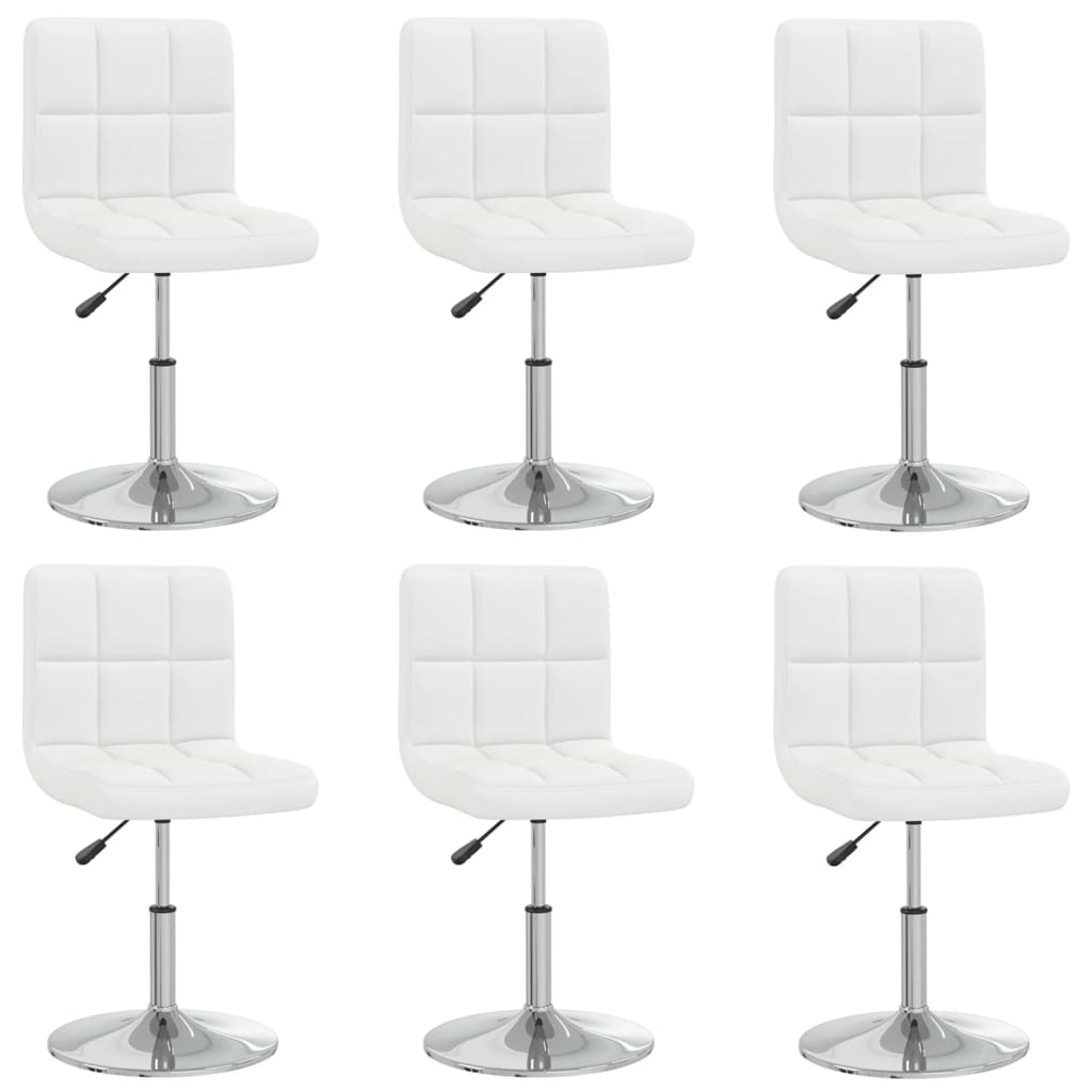 vidaXL Scaune de bucătărie, 6 buc., alb, piele ecologică