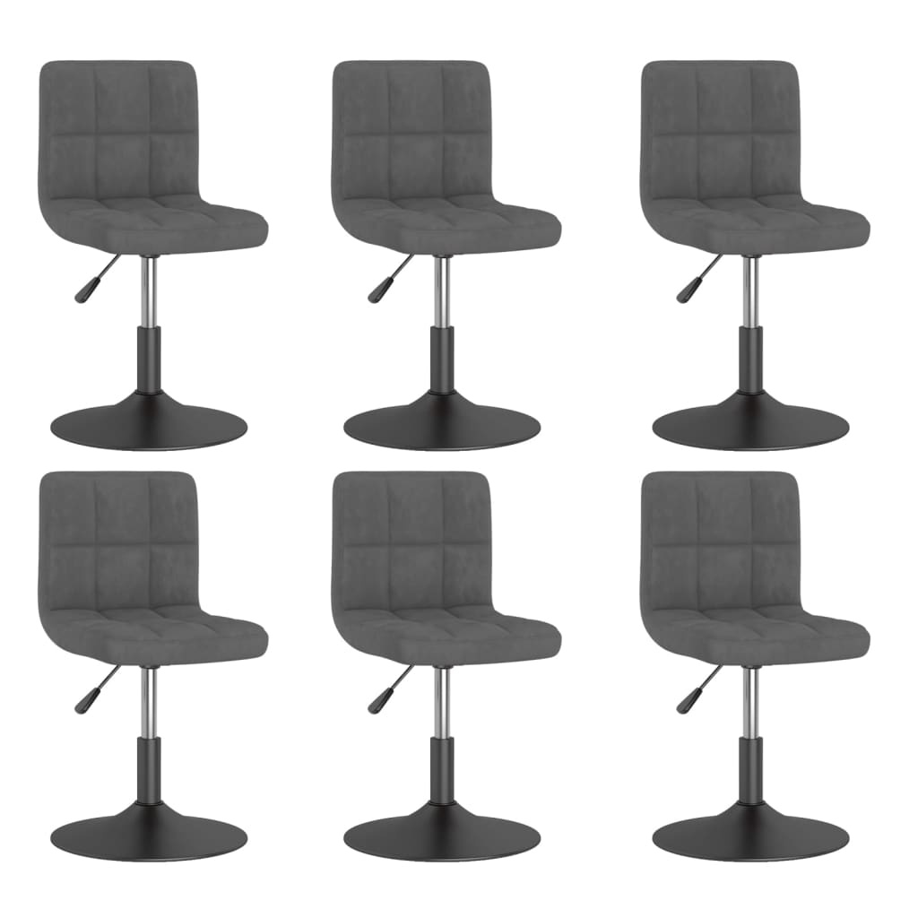 vidaXL Scaune de sufragerie pivotante, 6 buc, gri închis, catifea vidaXL Scaune de sufragerie pivotante, 6 buc, gri închis, catifea