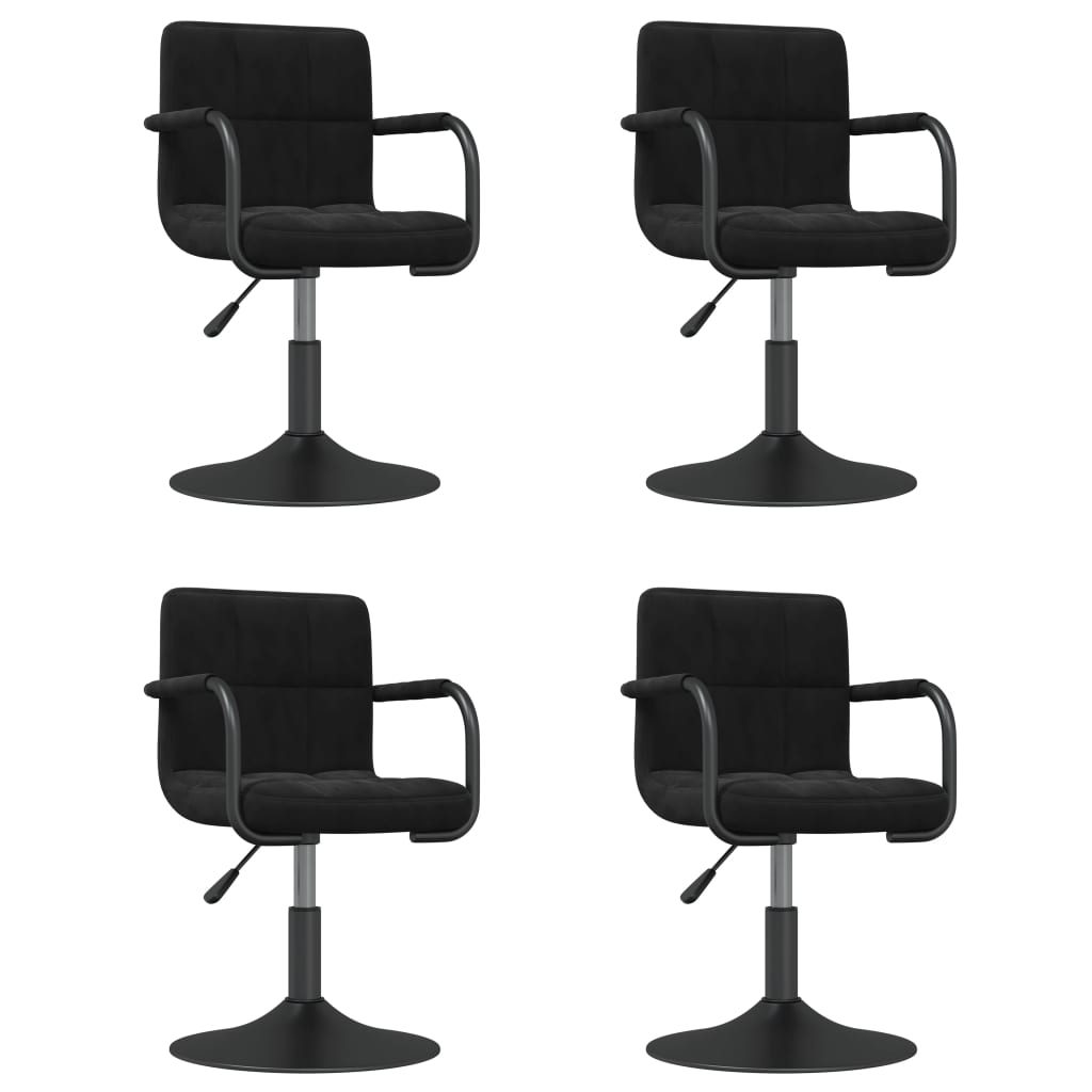 vidaXL Scaune de masă pivotante, 4 buc., negru, catifea