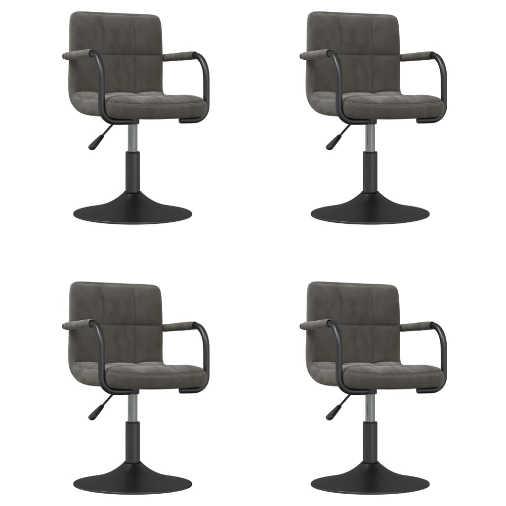 vidaXL Scaune de bucătărie pivotante, 4 buc., gri închis, catifea