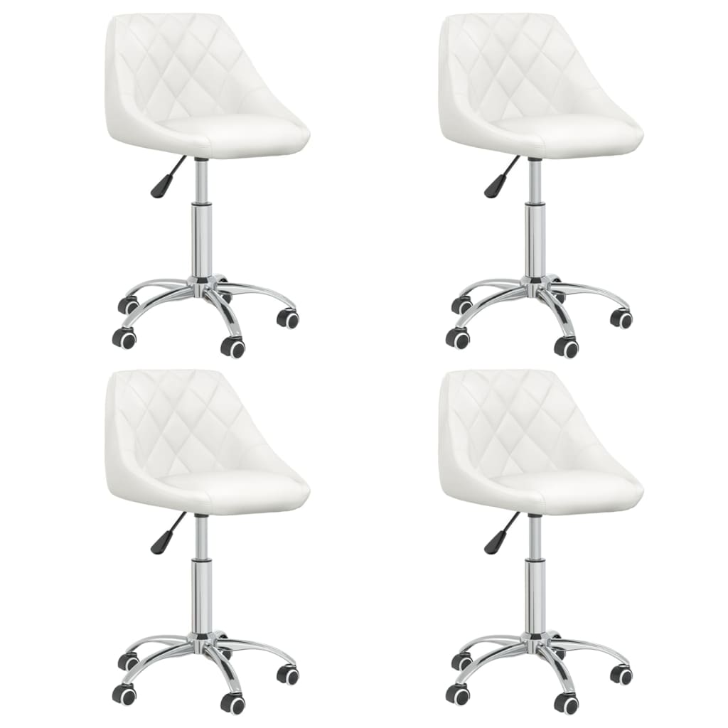 vidaXL Scaune de masă pivotante, 4 buc., alb, piele ecologică vidaXL Scaune de masă pivotante, 4 buc., alb, piele ecologică