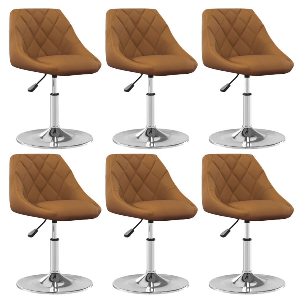 vidaXL Scaune de sufragerie pivotante 6 buc, maro, catifea vidaXL Scaune de sufragerie pivotante 6 buc, maro, catifea