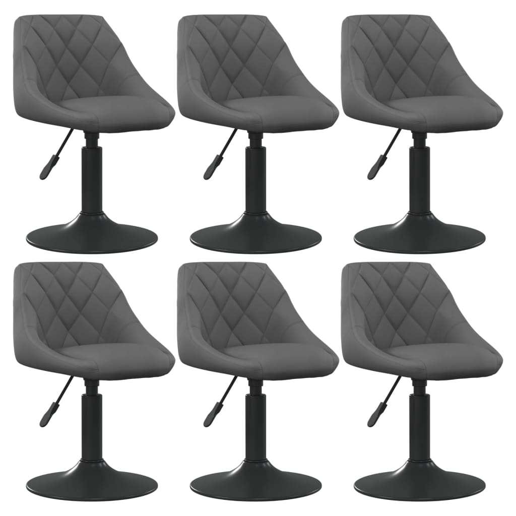 vidaXL Scaune de sufragerie pivotante, 6 buc, gri închis, catifea vidaXL Scaune de sufragerie pivotante, 6 buc, gri închis, catifea