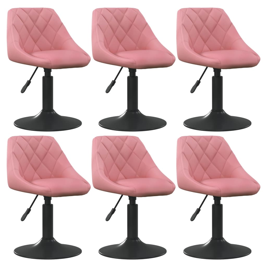 vidaXL Scaune de sufragerie pivotante 6 buc, roz, catifea vidaXL Scaune de sufragerie pivotante 6 buc, roz, catifea