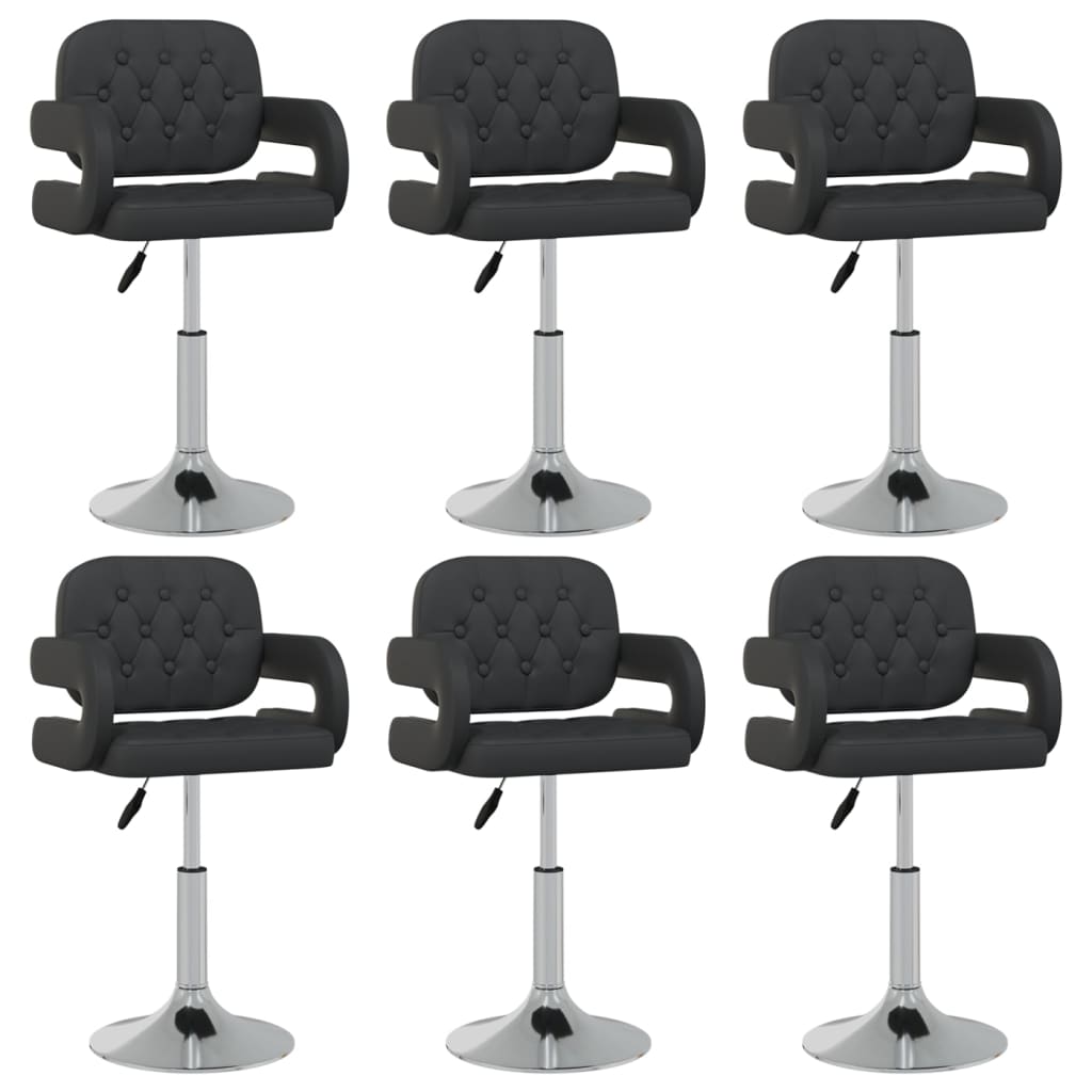 vidaXL Scaune de bucătărie pivotante, 6 buc., negru, piele ecologică