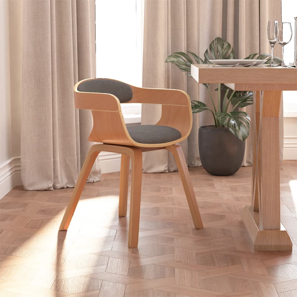 vidaXL Scaun de bucătărie, gri deschis, lemn curbat & țesătură vidaXL Scaun de bucătărie, gri deschis, lemn curbat & țesătură