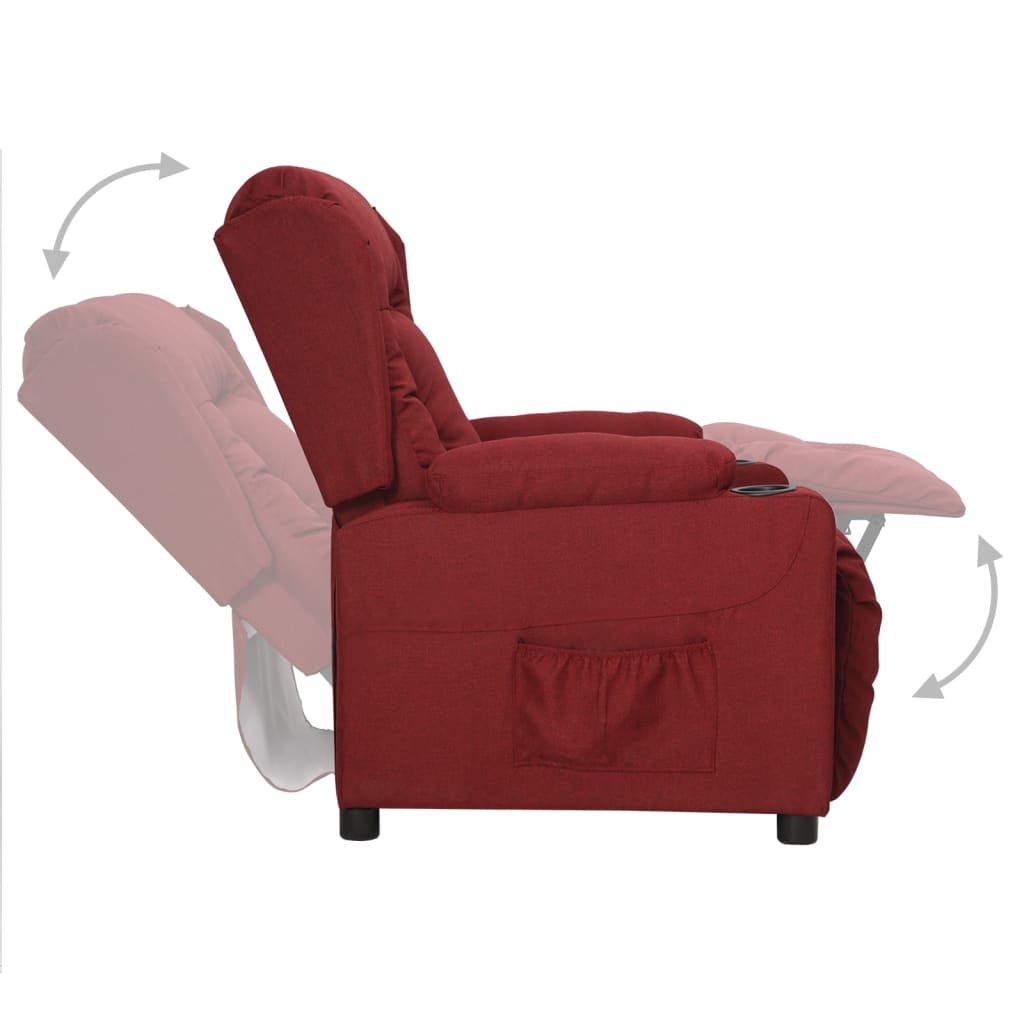 vidaXL Fotoliu cu ridicare, roșu vin, material textil