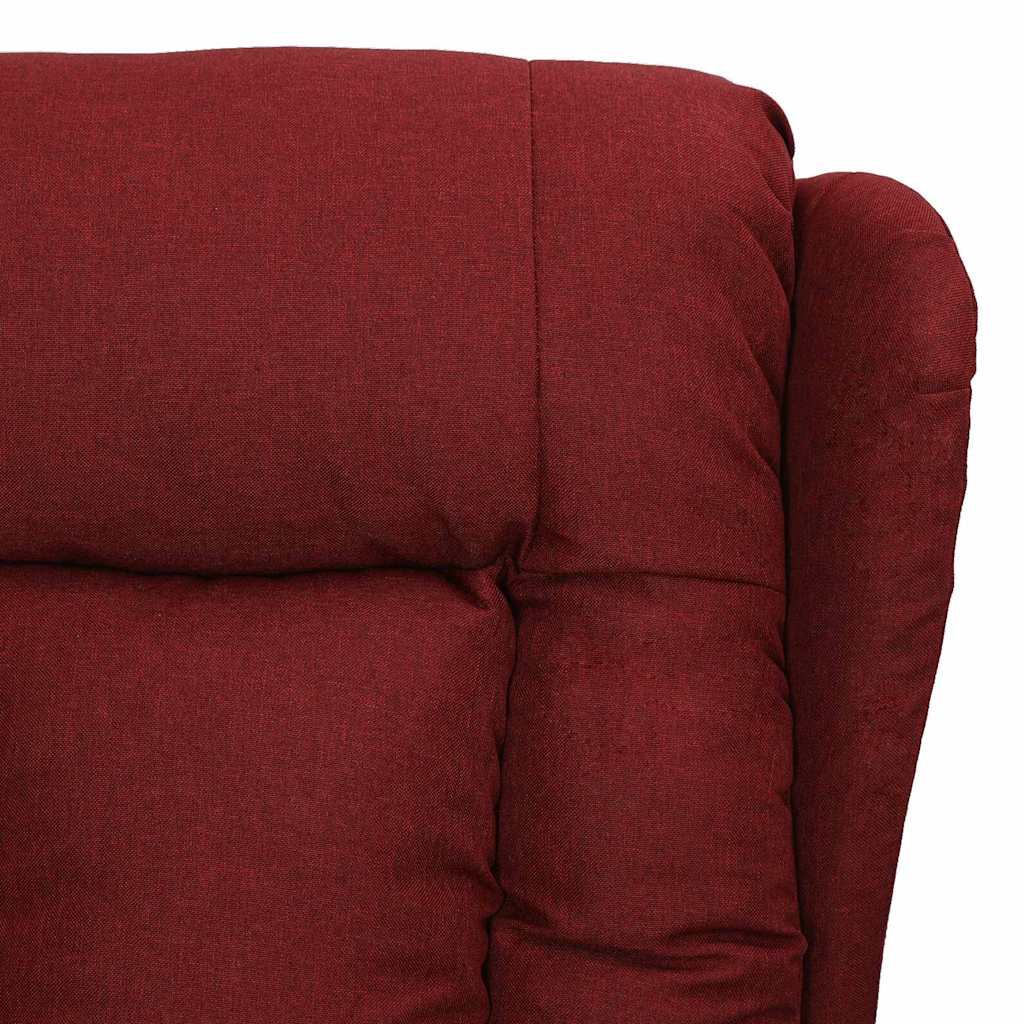 vidaXL Fotoliu de masaj cu ridicare, roșu vin, material textil