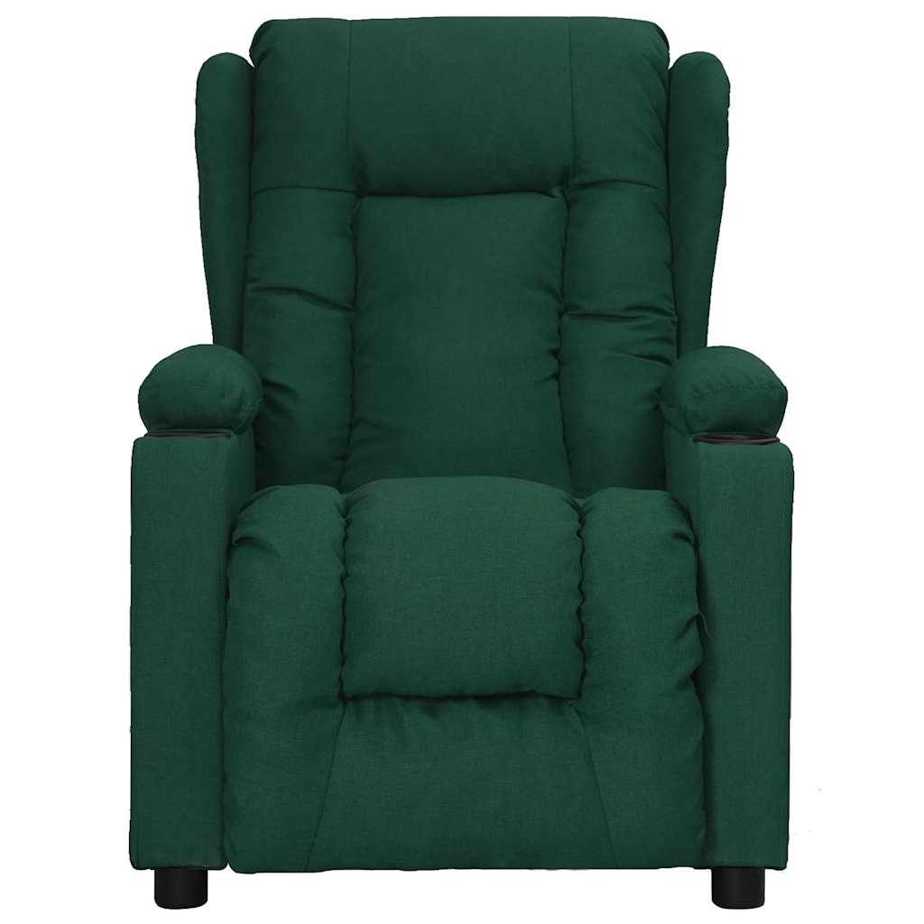 vidaXL Fotoliu de masaj cu ridicare, verde închis, material textil vidaXL Fotoliu de masaj cu ridicare, verde închis, material textil