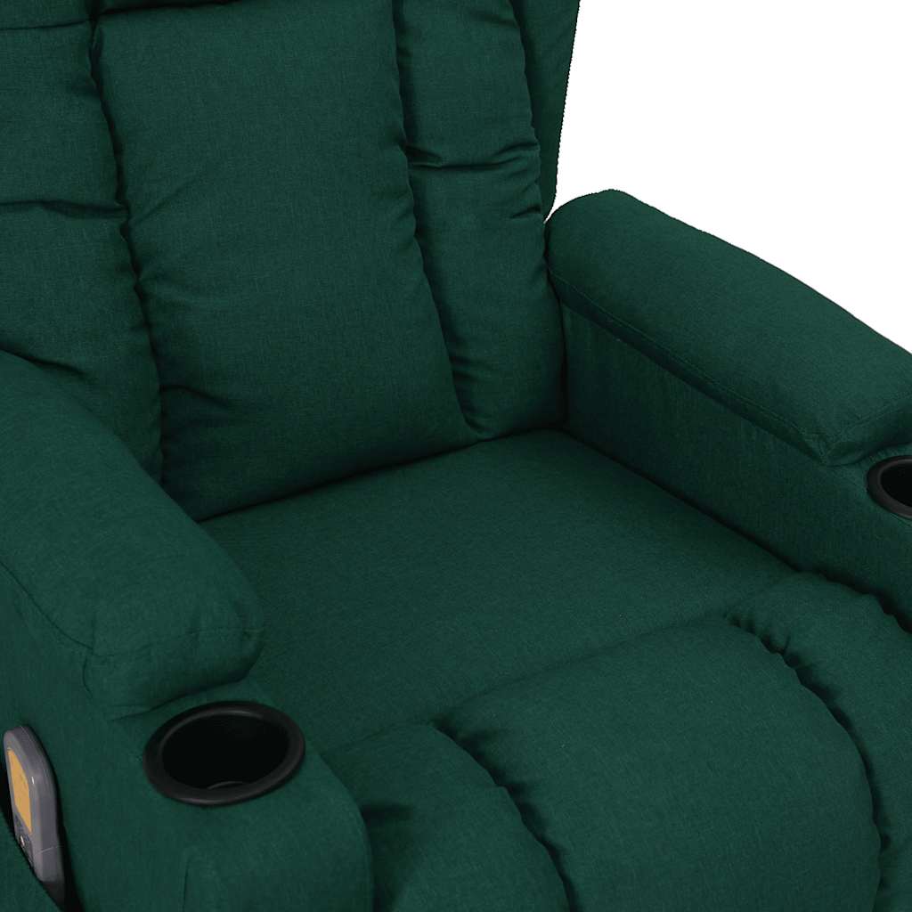 vidaXL Fotoliu de masaj cu ridicare, verde închis, material textil vidaXL Fotoliu de masaj cu ridicare, verde închis, material textil