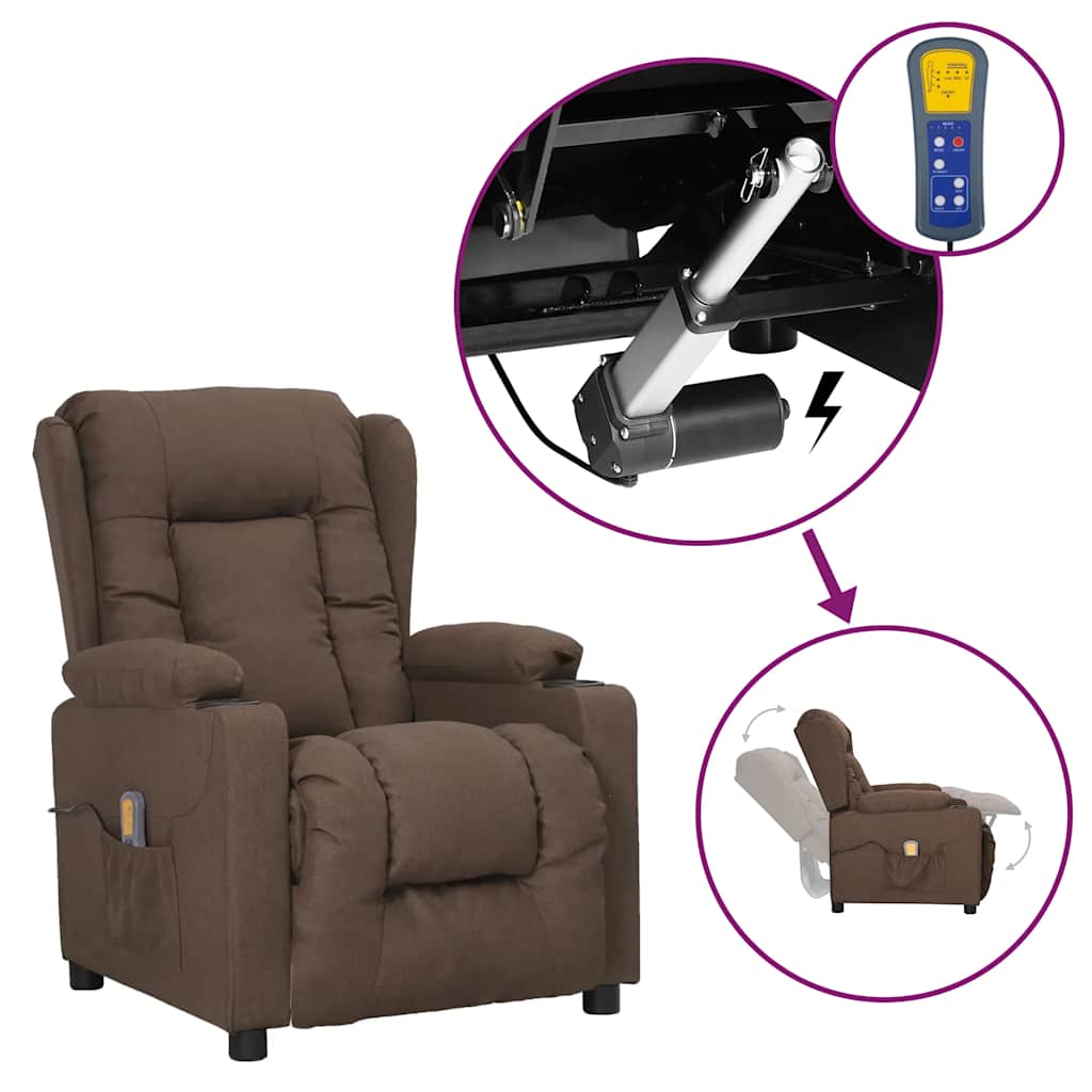 vidaXL Fotoliu de masaj cu ridicare, gri taupe, material textil vidaXL Fotoliu de masaj cu ridicare, gri taupe, material textil