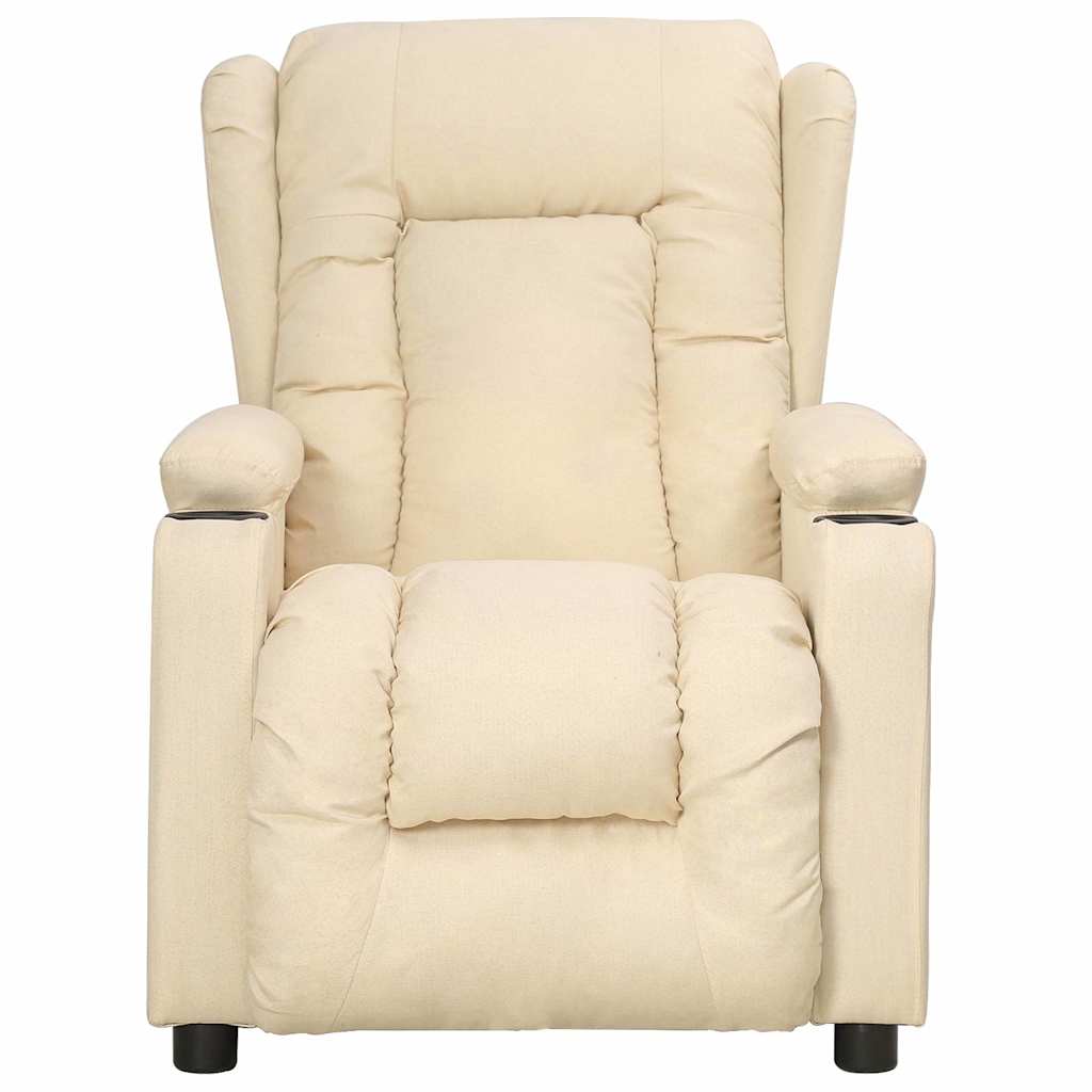 vidaXL Fotoliu de masaj cu ridicare, crem, material textil vidaXL Fotoliu de masaj cu ridicare, crem, material textil