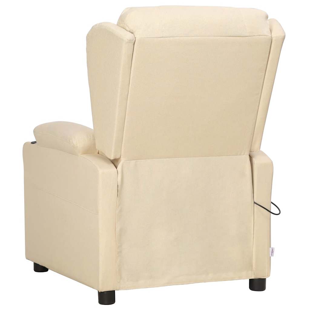 vidaXL Fotoliu de masaj cu ridicare, crem, material textil vidaXL Fotoliu de masaj cu ridicare, crem, material textil