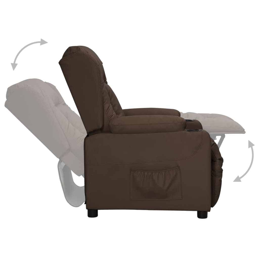 vidaXL Fotoliu cu ridicare pe verticală, maro, piele ecologică vidaXL Fotoliu cu ridicare pe verticală, maro, piele ecologică
