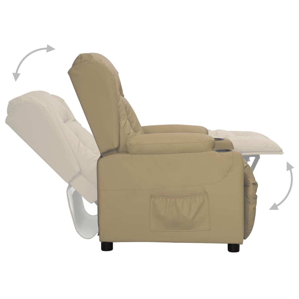 vidaXL Fotoliu cu ridicare pe verticală, cappuccino, piele ecologică vidaXL Fotoliu cu ridicare pe verticală, cappuccino, piele ecologică