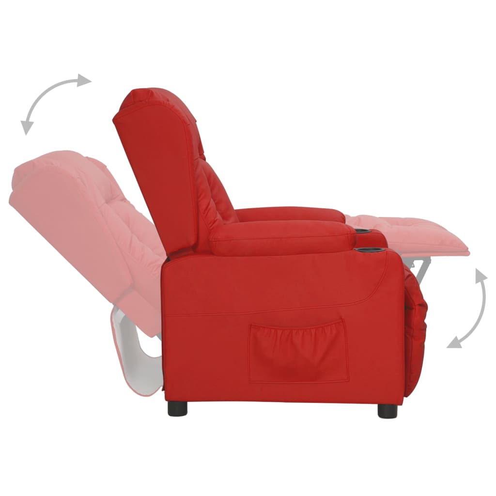 vidaXL Fotoliu cu ridicare pe verticală, roșu vin, piele ecologică vidaXL Fotoliu cu ridicare pe verticală, roșu vin, piele ecologică
