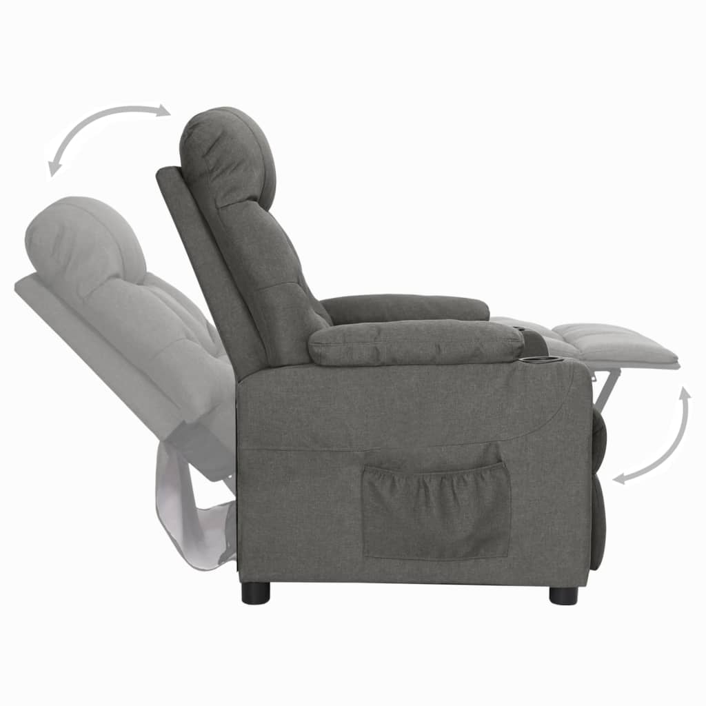 vidaXL Fotoliu cu ridicare, gri închis, textil