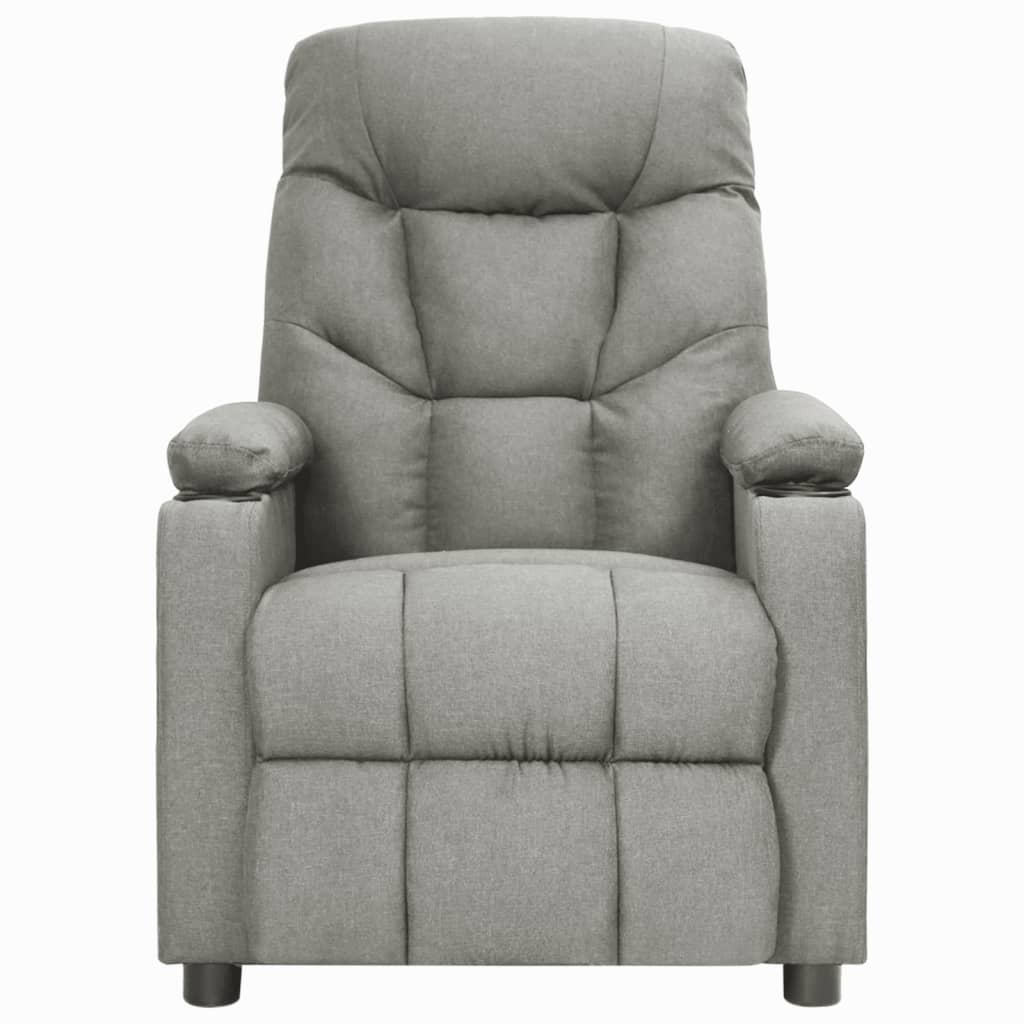 vidaXL Fotoliu de masaj rabatabil cu ridicare, gri deschis, textil vidaXL Fotoliu de masaj rabatabil cu ridicare, gri deschis, textil
