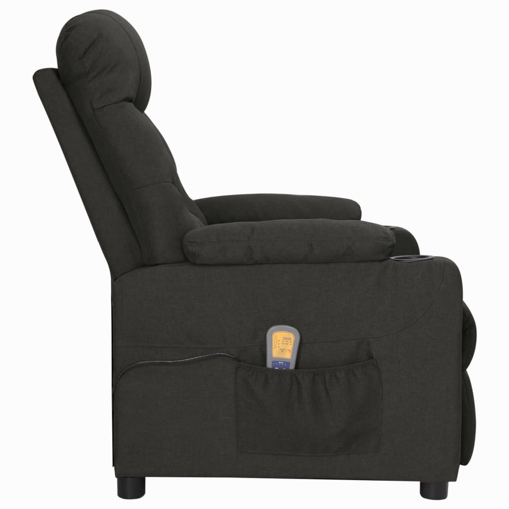 vidaXL Fotoliu de masaj cu ridicare, negru, material textil vidaXL Fotoliu de masaj cu ridicare, negru, material textil